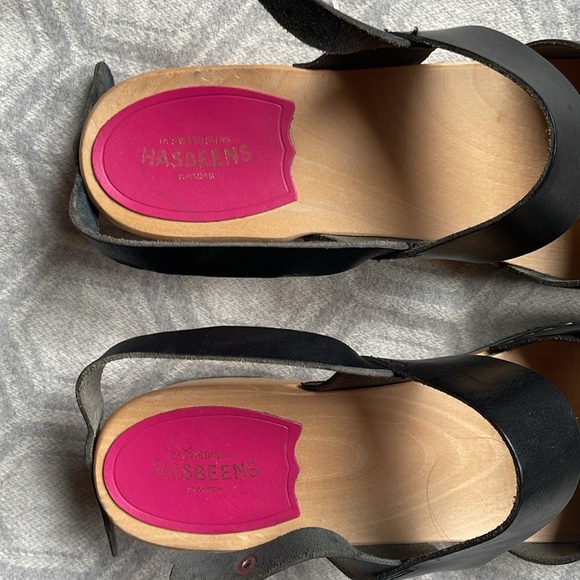 SWEDISH HASBEENS Helena Black Leather Strap Sandals Women’s EU 39 US 9 - Picture 4 of 11